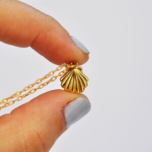 gold shell necklace, seashell necklace, gold shell, dainty necklace, seashell jewelry, surf, ocaen, Camino de Santiago, shell of saint james image 5