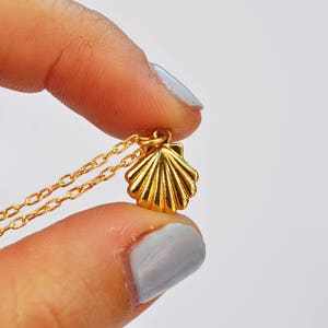 gold shell necklace, seashell necklace, gold shell, dainty necklace, seashell jewelry, surf, ocaen, Camino de Santiago, shell of saint james image 3