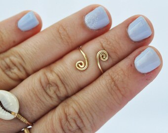 Goldfilled Swirl Knuckle Ring: Adjustable Midi Ring