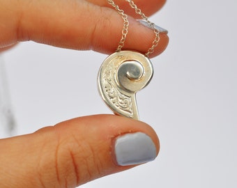 fibonacci necklace, silver snail, snail pendant, beach necklace, summer jewelry, seashell necklace ,silver necklace, talia luvaton jewelry