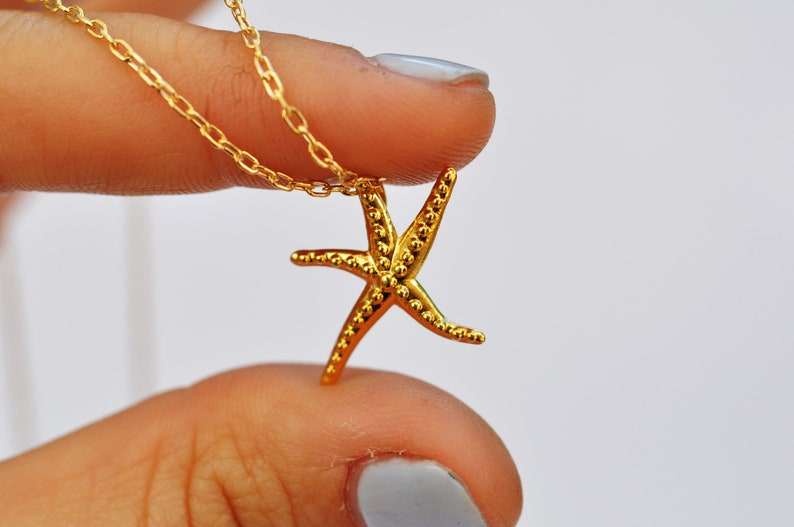 Starfish Necklace, Gold Starfish, Starfish Pendant, Beach Necklace, Summer Jewelry, Sea Star ...