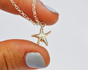 Starfish necklace, silver starfish, starfish pendant, beach necklace, summer jewelry, sea star necklace ,silver necklace, talia luvaton