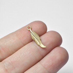 Feather Pendant, Gold Plated, 5pcs
