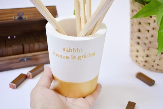 Mother's day gift pencil holder "shhhhh! silence is golden" boss mum desk decor