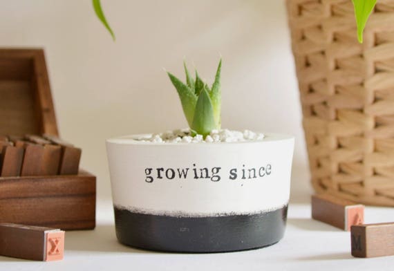 Personalised Anniversary gift "growing since..." pot