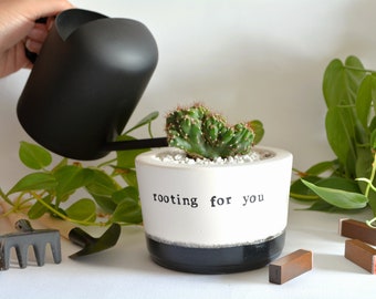 New job meaningful gift "rooting for you" cactus pot present