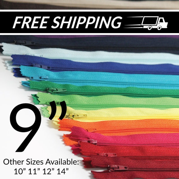 9 inch Zippers - Rainbow Variety Pack