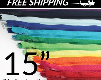 SALE - 15 inch Zippers - 50 Pieces - Variety