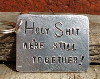 Valentines Day Ten Year Tin Anniversary Aluminium Keyring Husband Wife Gift for Him Men Love Funny Cheeky Cute Love Loving Married FREE POST