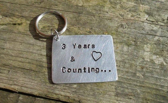 3 years and counting year leather anniversary three keyring etsy