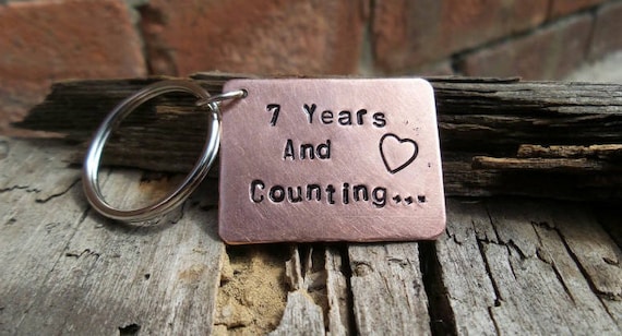 7 year wedding anniversary keyring seventh copper 7th gifts etsy