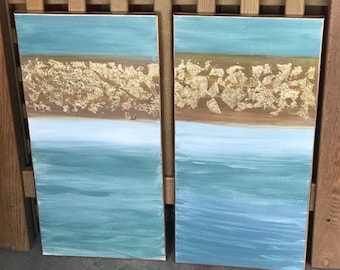 Abstract Painting with gold leaf