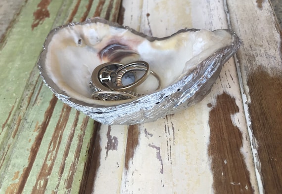 wout spoon FREE SHIPPING! Oyster shell jewelry dish or coffee spoon rest in Gold or Silver