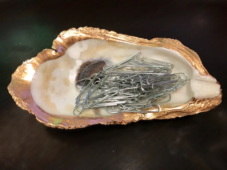 wout spoon FREE SHIPPING! Oyster shell jewelry dish or coffee spoon rest in Gold or Silver