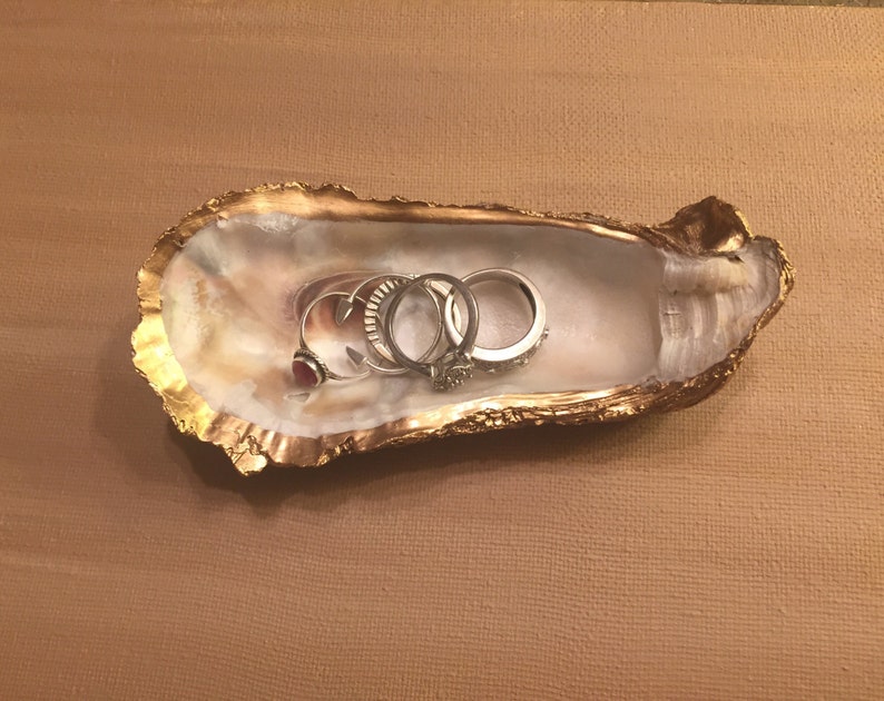 wout spoon FREE SHIPPING! Oyster shell jewelry dish or coffee spoon rest in Gold or Silver