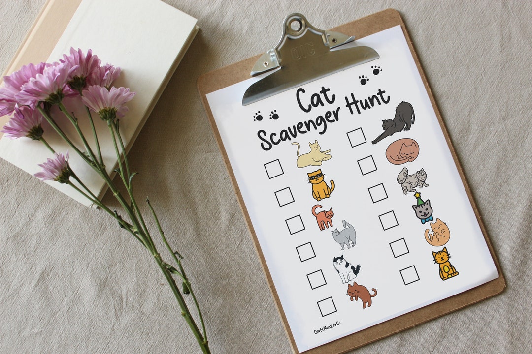 Cat Scavenger Hunt Printable Kids Activity Download Instant Picture Etsy
