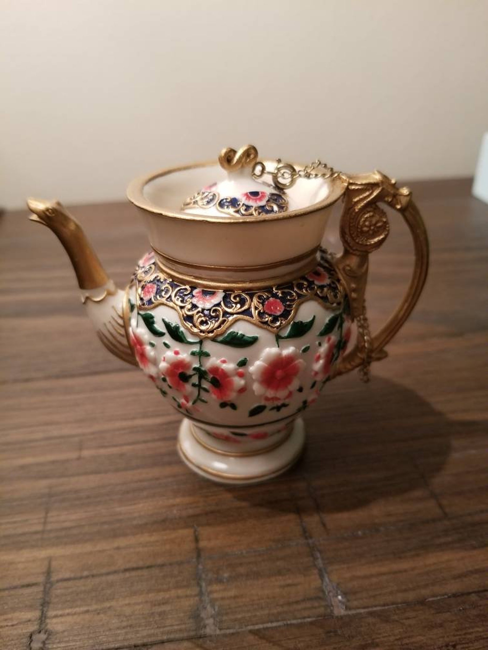 Beautiful NINI floral Urn Handpainted Teapot Etsy