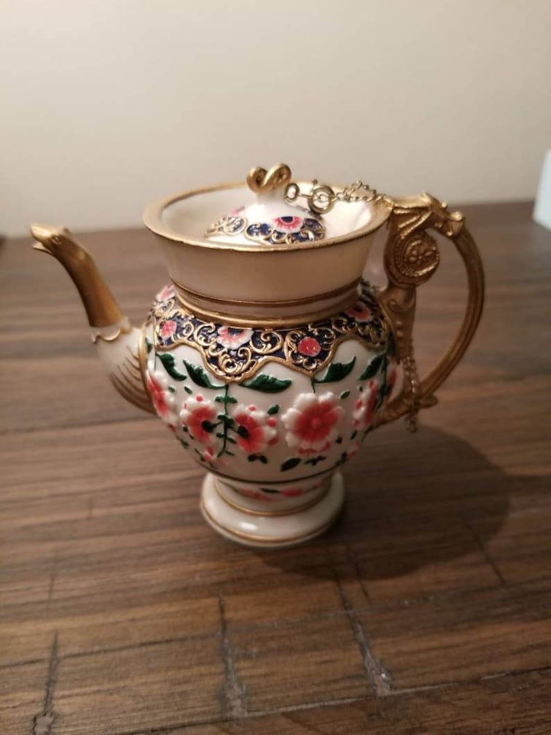 Beautiful NINI floral Urn Handpainted Teapot Etsy