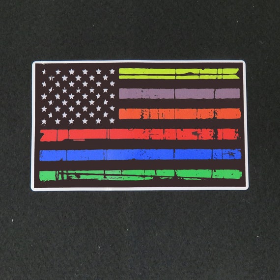 American Flag Yellow Gray Orange Red Blue Green Lines 5 Decal Etsy