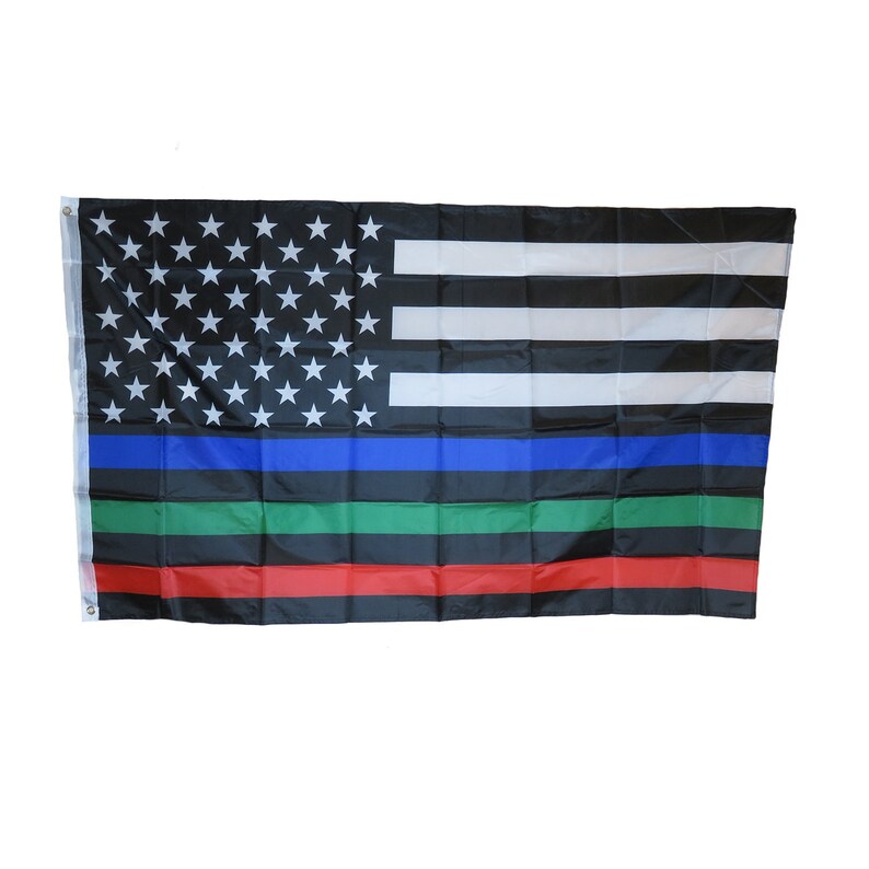 American Flag Blue Green Red Line 3x5 Flag Etsy