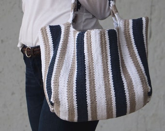 Stockinette Stripe Tote Knitting Pattern - PDF instant digital download