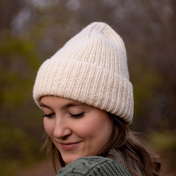 Classic Ribbed Hat Knitting Pattern - PDF instant digital download