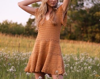 Golden Hour Sun Dress Crochet Pattern - PDF instant digital download