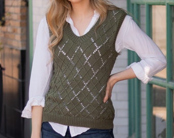 Argyle Sweater Vest Knitting Pattern - PDF instant digital download