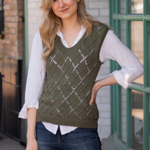 Argyle Sweater Vest Knitting Pattern PDF instant digital download image 1