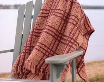 Heritage Plaid Blanket Crochet Pattern - PDF instant digital download