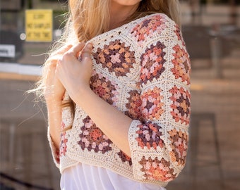 Granny Square Cardigan Crochet Pattern - PDF instant digital download