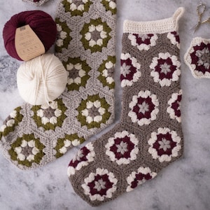 Granny Hexi Stocking Crochet Pattern - PDF instant digital download