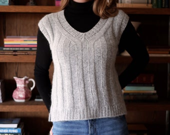 Wide Ribbed Vest Knitting Pattern - PDF instant digital download