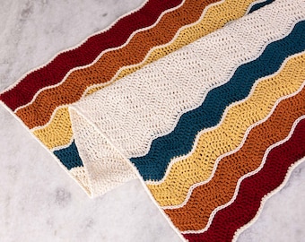 Wavy Baby Blanket Crochet Pattern - PDF instant digital download