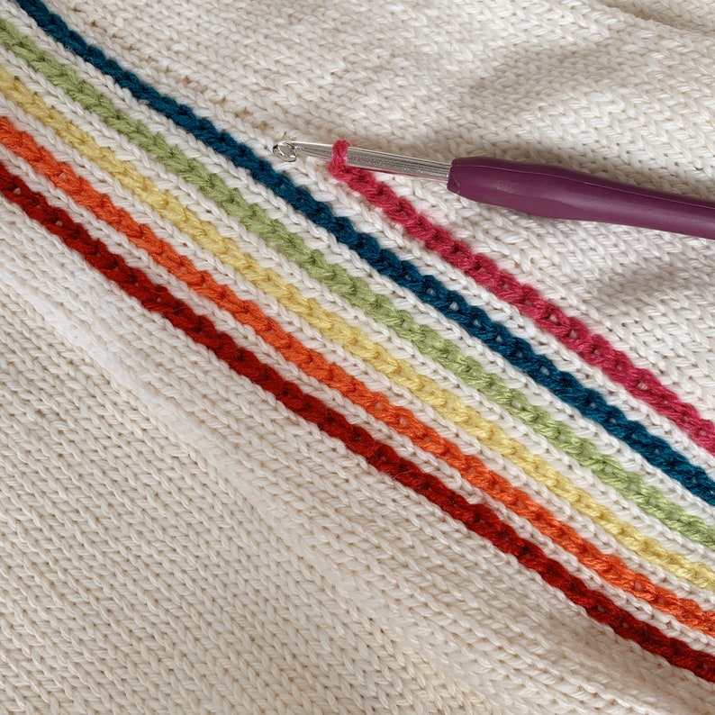 Rainbow Stripe Sweater Knitting Pattern PDF instant digital download image 10