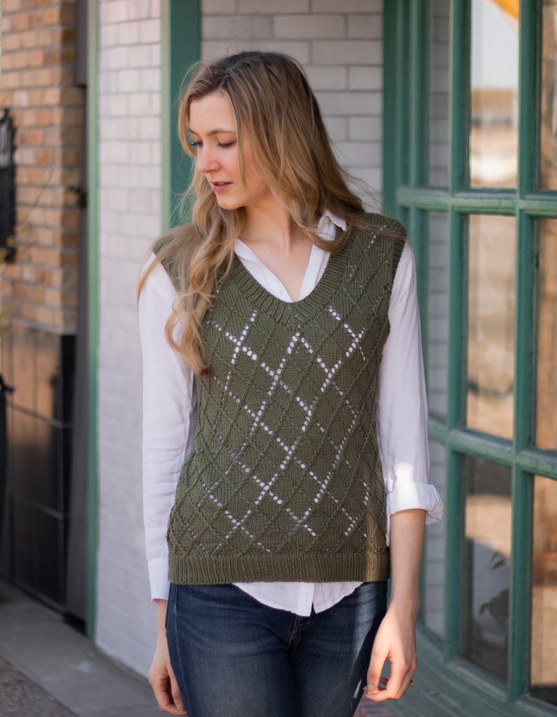 Argyle Sweater Vest Knitting Pattern PDF instant digital download image 3