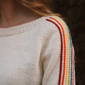 Rainbow Stripe Sweater Knitting Pattern PDF instant digital download image 2