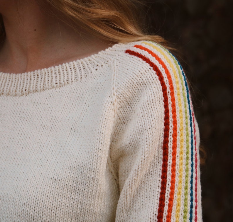 Rainbow Stripe Sweater Knitting Pattern PDF instant digital download image 2