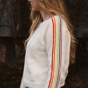 Rainbow Stripe Sweater Knitting Pattern PDF instant digital download image 5