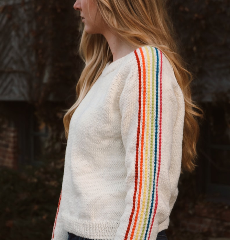 Rainbow Stripe Sweater Knitting Pattern PDF instant digital download image 5