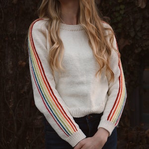 Rainbow Stripe Sweater Knitting Pattern - PDF instant digital download