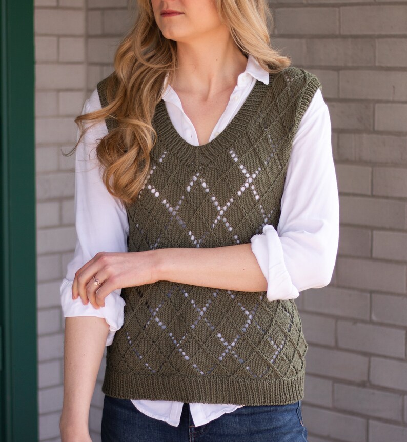 Argyle Sweater Vest Knitting Pattern PDF instant digital download image 8