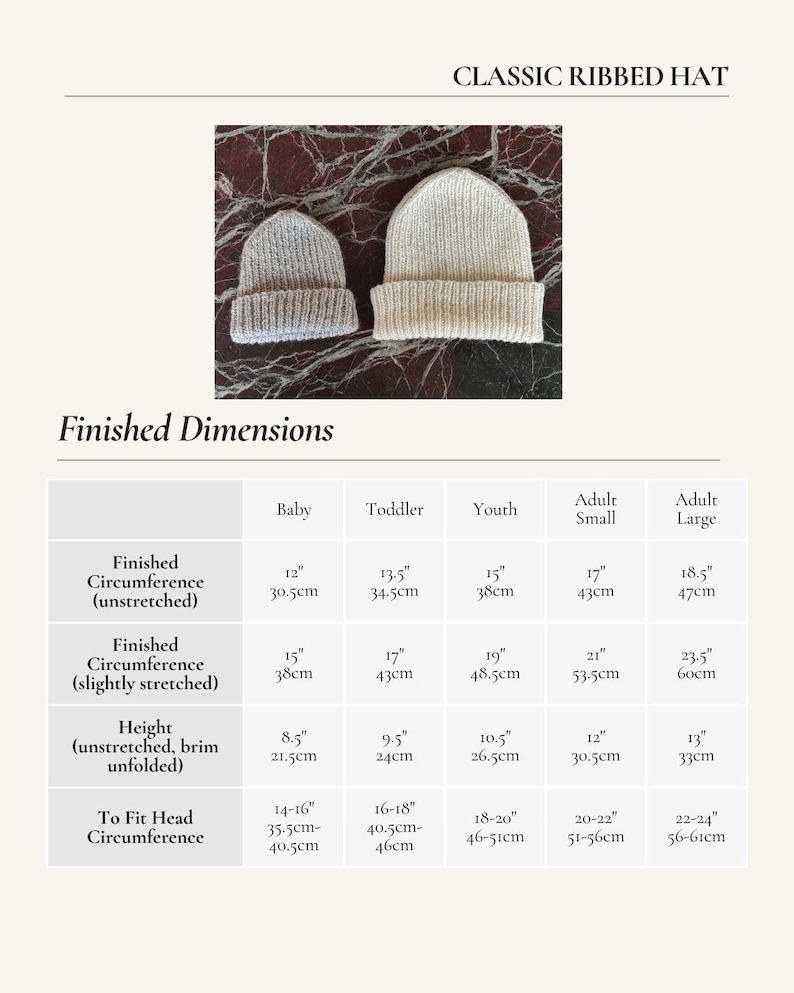 Classic Ribbed Hat Knitting Pattern - PDF Instant Digital Download - Etsy