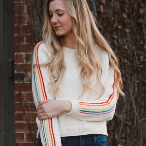 Rainbow Stripe Sweater Knitting Pattern PDF instant digital download image 4