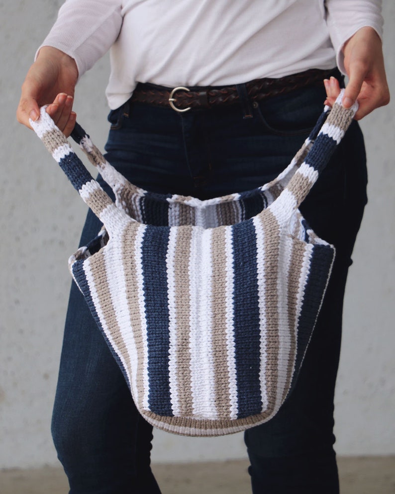 Stockinette Stripe Tote Knitting Pattern PDF instant digital download image 10