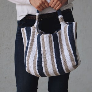 Stockinette Stripe Tote Knitting Pattern PDF instant digital download image 5