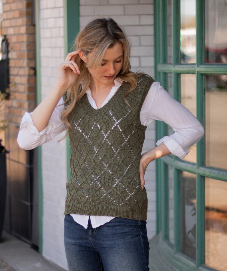 Argyle Sweater Vest Knitting Pattern PDF instant digital download image 6