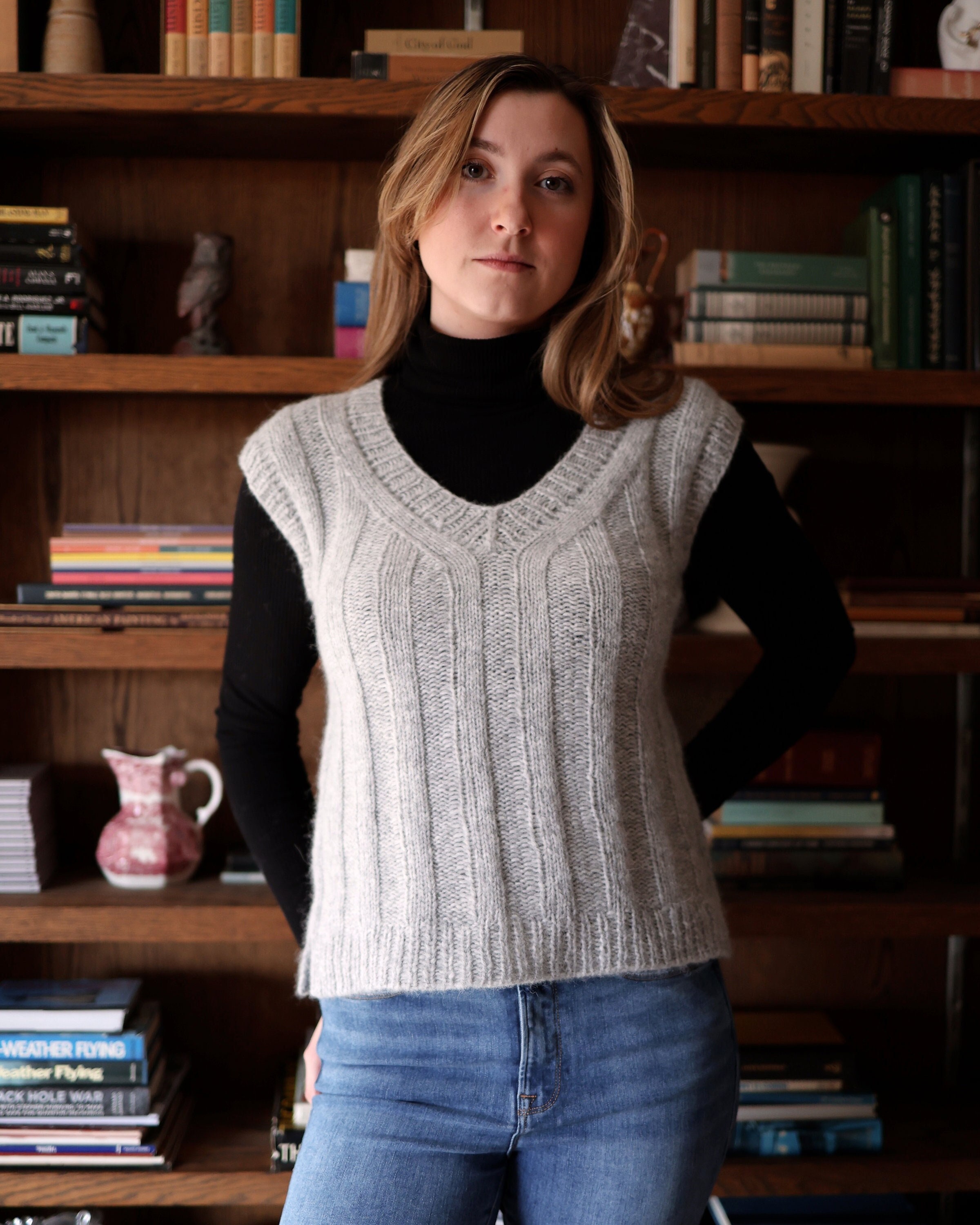 Wide Ribbed Vest Knitting Pattern - PDF Instant Digital