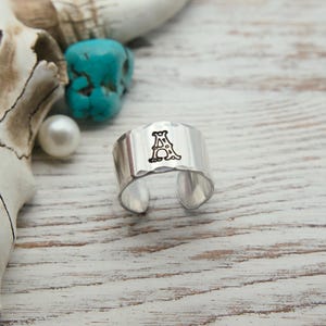 Wide Western Initial Ring: Hand Stamped Aluminum, Rustic Monogram Jewelry