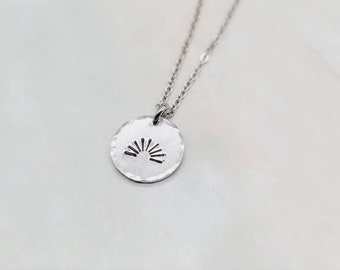 Sun necklace | Hand stamped disc necklace | minimalist necklace | non tarnish jewelry stainless steel aluminum | you are my sunshine gift